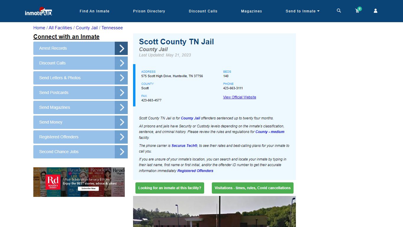 Scott County TN Jail - Inmate Locator - Huntsville, TN