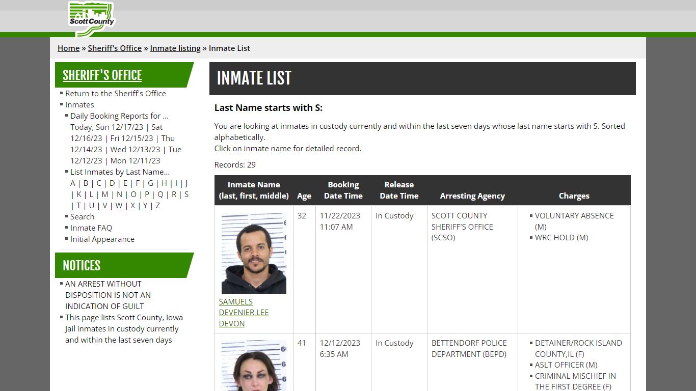 Inmate List - scottcountyiowa.org